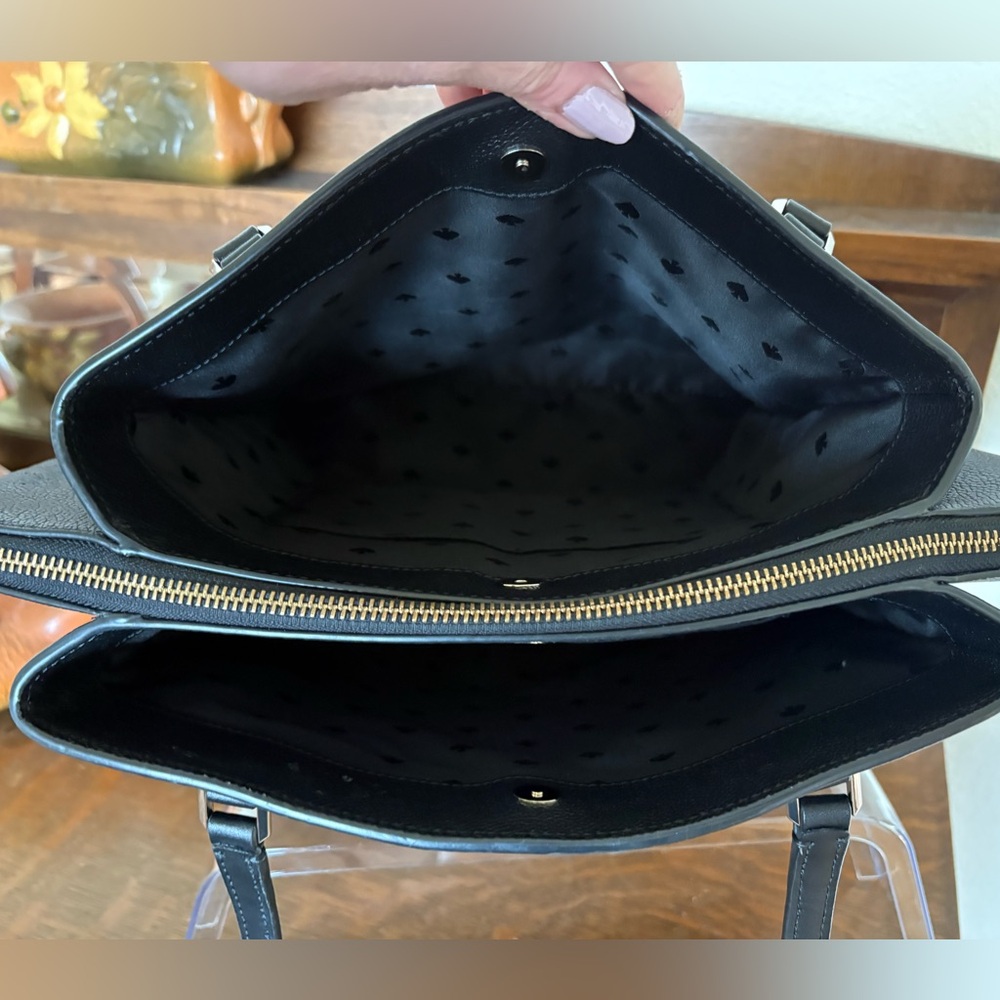 Kate Spade Monet, large triple compartment, tote, black leather pebbled - Picture 7 of 16